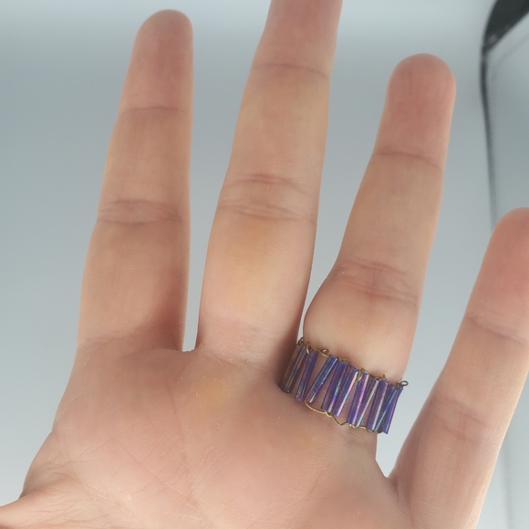 Purple Beaded Handmade Ring - Picture 3 of 9